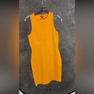 Express Ribbed Knit Bodycon Tank Dress | Mustard Orange | Size Small